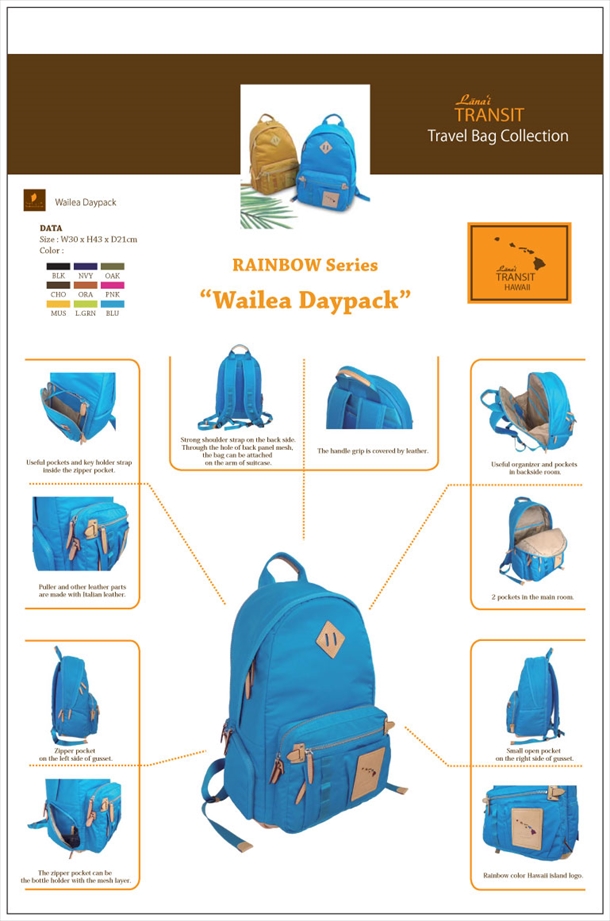 Linea :Wailea Rainbow Daypack | AQUA BLU - Hawaii