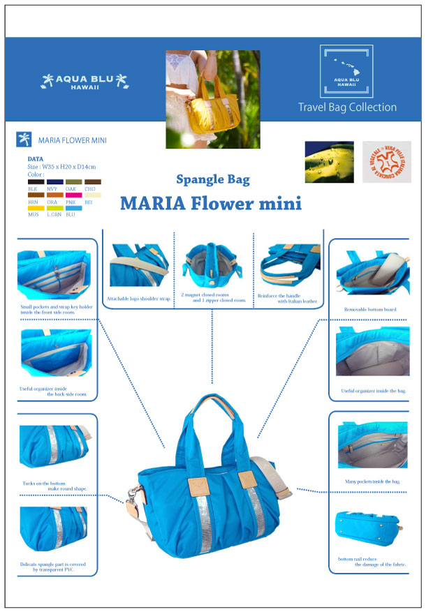 Linea :MARIA FLOWER MINI | AQUA BLU - Hawaii